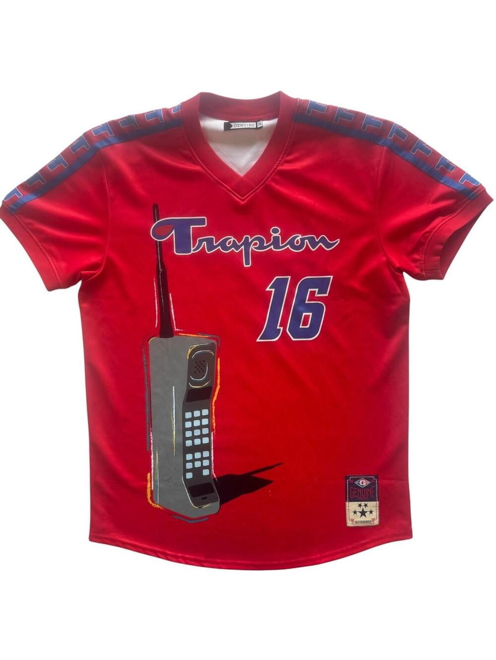 Vintage Y2K Trapion #16 Graphic Football Jersey Shirt Mens‎ 2XL Red Streetwear